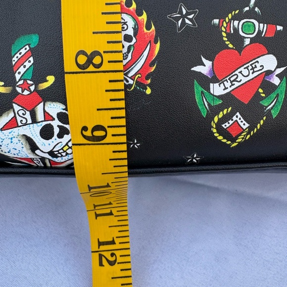 Ed Hardy Black Multicolor Tattoo Satchel with Bag Charm - Picture 8 of 9